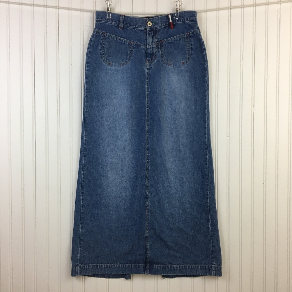 Tommy Hilfiger Long Denim Skirt Back Slit